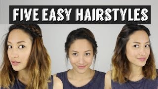 Five Quick amp Easy Hairstyles  How to Style Medium Length Hair [upl. by Kong287]