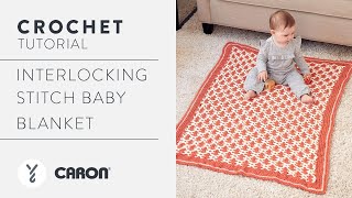 Mosaic Stitch Crochet Baby Blanket  Interlocking Stitch Tutorial [upl. by Straub]