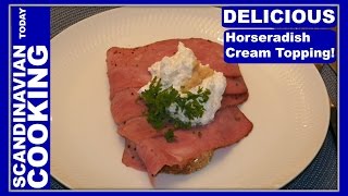 Smørrebrød Danish Open Face Pastrami Sandwich with homemade Horseradish Topping recipe [upl. by Johnstone]