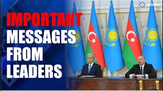 President Ilham Aliyev and President KassymJomart Tokayev made press statements [upl. by Nathalia198]