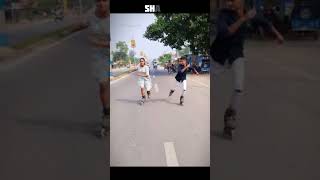 Girls vs boys skating public reaction  girl skating  trending viral skating funny [upl. by Cherian871]