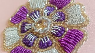 Cutdana flower design  Hand embroidery beads work design  Magical Hand [upl. by Adnowal]