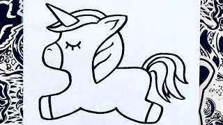 🌈 como dibujar un UNICORNIO facil  🌈 HOW TO DRAW UNICORN  como desenhar unicornio [upl. by Ardnoik115]