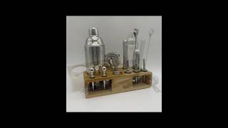 Bar Mixologist Tools Beverages Drinks Cobbler Cocktail Shaker Set Bartender Kit With Bamboo Stand [upl. by Animsaj]