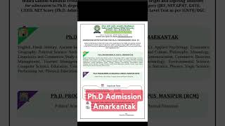 Phd Admission Amarkantak [upl. by Reuben]