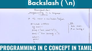 How to use backslash \n in C program programming in CBeginners in tamilpridetech [upl. by Quiteris]