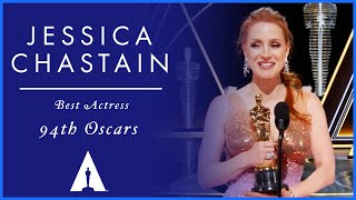 Jessica Chastain Wins Best Actress for The Eyes of Tammy Faye  94th Oscars [upl. by Mcquillin]