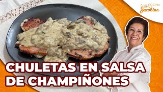 CÓMO HACER CHULETAS AHUMADAS EN SALSA DE CHAMPIÑONES [upl. by Sonni450]