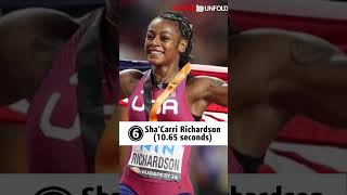 Top 10 fastest finish in 100m world Record Woman Running  Sports Unfold [upl. by Drusie540]