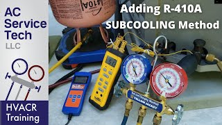 Charging an R410A AC Unit that is Very Low on Refrigerant with the Subcooling Method [upl. by Anaeerb]