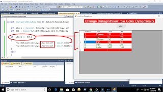 how to change datagridview row color based condition in c with source code dynamically [upl. by Eipper]