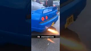 Nissan Skyline R33 GTST exhaust sound flames [upl. by Patrica]