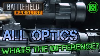 Battlefield Hardline All Different Sights Scopes and Optics BFH Guide and Gameplay [upl. by Sinylg202]