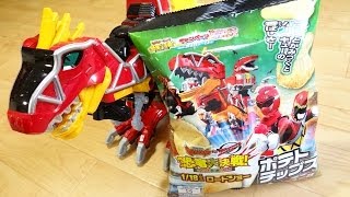 劇場版キョウリュウジャー恐竜大決戦ポテトチップスをレビューampバンダイから戻ってきたアンキドンも開封！獣電戦隊キョウリュウジャー [upl. by Annavaj]