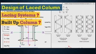 Design of Laced Column  Design of Lacing System  Design Procedure for Built up Column [upl. by Maurilla]