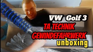 TaTechnik gewindefahrwerk Unboxing VW golf 3  FREUDE des TODES ERSTES NEUES FAHRWERK Reupload [upl. by Letha278]