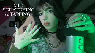 Mic Scratching and Mic Tapping With Long Fake Nails ASMR  With and Without Foam Cover Whispering [upl. by Aletsirc]