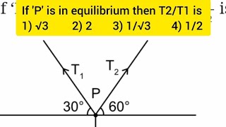 NEET Physics  If P is in equilibrium then T2T1 is [upl. by Tandy94]