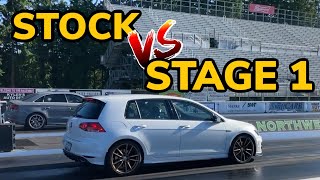 VW Golf R Integrated Engineering Stage 1 VS Stock amp 14 Mile Comparison [upl. by Sirraf938]