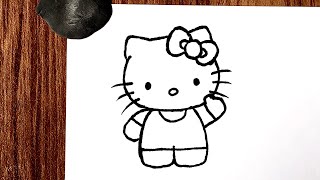 Hello Kitty Art  How to draw hello Kitty stepbystep [upl. by Hanikas]