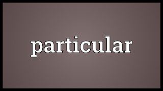 Particular Meaning [upl. by Dnaltroc]