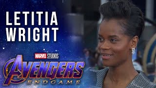 Letitia Wright reacts to Shuri getting snapped by Thanos LIVE from the Avengers Endgame Premiere [upl. by Norrehc]