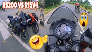 R15 Vs RS200🔥 Drag Race……Fully Modified amp Exhaust System❤️‍🔥 [upl. by Esinert568]