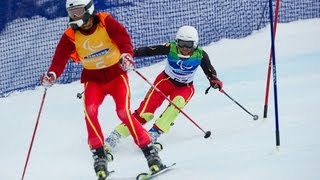 Mens super combined visually impaired 2nd run  alpine skiing  Vancouver 2010 Paralympics [upl. by Ayikan]