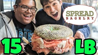 Massive 15 lb Super Bowl Bagel Challenge Man V Food w Darron Eats [upl. by Nanete]