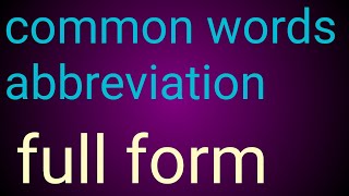 common words abbreviation । general knowledge [upl. by Garap]