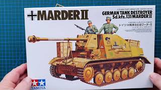 Tamiya 135 SdKfz 131 Marder II German Tank Destroyer  Kit Review [upl. by Anitnelav952]