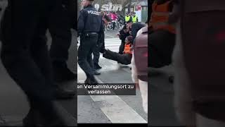 Sprinting police so quick to lift ecoprotesters from the road [upl. by Atalante723]