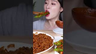 ASMR Mukbang spicy chilli kimchi amp black bean noodles [upl. by Menon]