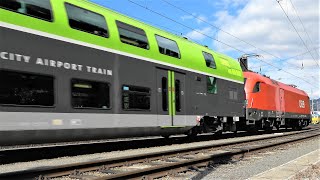 ÖBB Bahnhof Feldkirch im Ein und Ausfahrbereich nördlich CATDosto Güterzug Railjet [upl. by Zusman375]