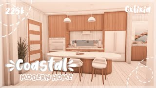 Minimalistic Coastal Modern Home Interior  Bloxburg House Build [upl. by Layor]