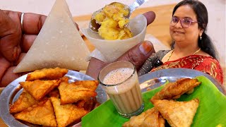 இனிப்பு காரம் 2 விதமான மொறு மொறு சமோசா சுலபமான முறையில்  Sweet Samosa  Onion Samosa [upl. by Celine]