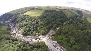 CORNWALL  Aerial video from Great Kellow farm to Polperro harbour [upl. by Cleasta]