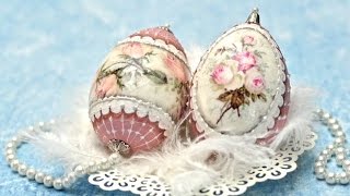 Decoupage pisanki w różyczki  tutorial DIY [upl. by Jadwiga357]