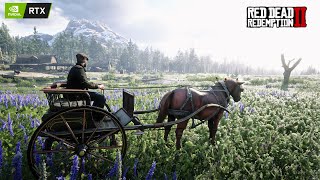 Red Dead Redemption 2 Relaxing Ambient Third Person Horse Carriage Ride around the Map [upl. by Kwok370]