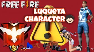 FREEFIRE LUQUETA CHARACTER GAME PLAY🧒🏻👑👑 ffrankpushtipsandtrick ffluquetagameplay csranketgame [upl. by Domenico351]