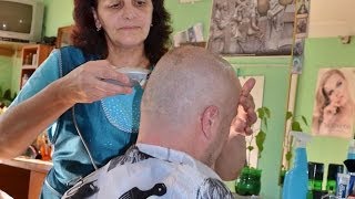 Close clipper shave at female barber [upl. by Bal7]