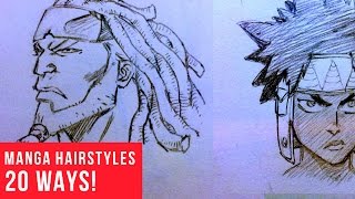 20 Ways Drawing Manga  Comic Hairstyles [upl. by Stone]