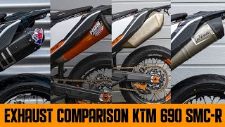 Best Exhaust For KTM 690 SMCR comparison Tekmo DVR Leovince LV Original and HGS [upl. by Kneeland]