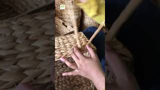 how to weave fishbone water hyacinth baskets [upl. by Ilam]