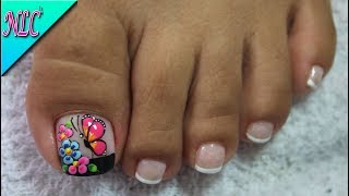 DECORACIÓN DE UÑAS PARA PIES MARIPOSA Y FLORES♥  FLOWERS NAIL ART  BUTTERFLY NAIL ART  NLC [upl. by Figge328]