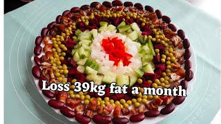 Loss 39Kg Belly fat in One Month Weight loss Diet Plan Protein Salad [upl. by Motteo]