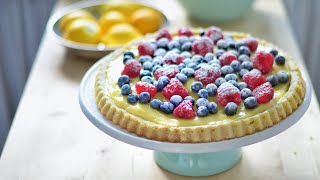 Berry Sponge Flan With Pastry Cream  Refreshing Summery Dessert [upl. by Burnley]