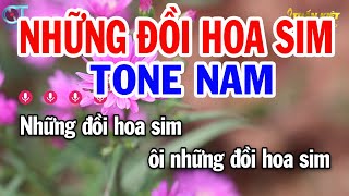 Karaoke Những Đồi Hoa Sim Tone Nam  Dm  Nhạc Sống Mới  Karaoke Tuấn Kiệt [upl. by Wardle]