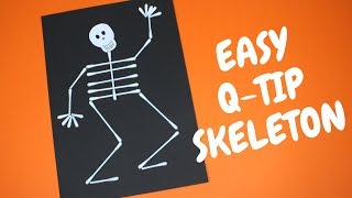 How to Make a Q Tip Skeleton  Halloween Crafts for Kids [upl. by Noyk]