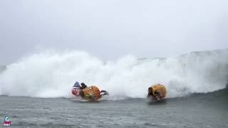 Sumo tube and inflatable surfing shorebreak action in Hossegor [upl. by Cassey120]